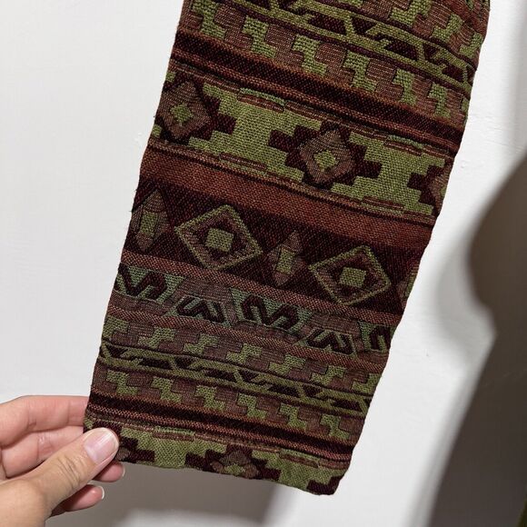 Free People Mixed Media Tapestry Hooded Parka Jacket Size S in Army Green - Picture 9 of 14